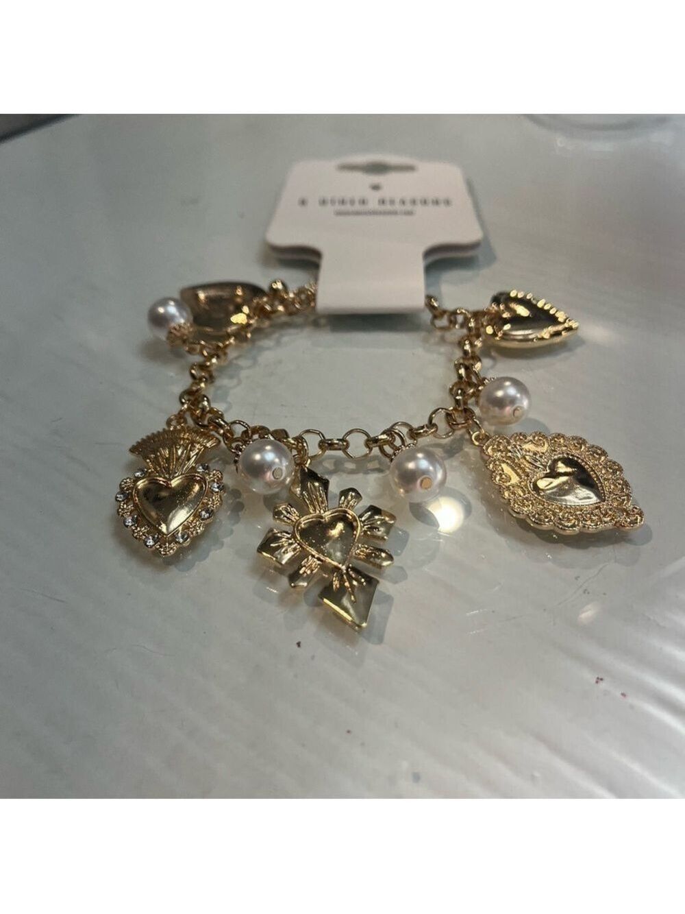 8 Other Reasons Gold Heart and Pearl Bracelet